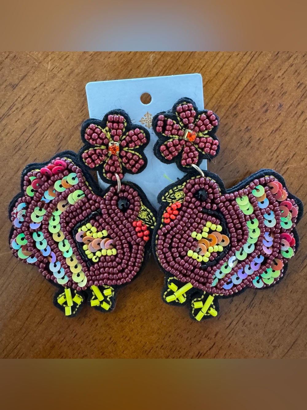 Turkey Beaded Thanksgiving festive Earrings - Women Accessories